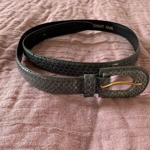 Vintage Genuine Snakeskin Belt Gray Python Style Gold Buckle Size Small